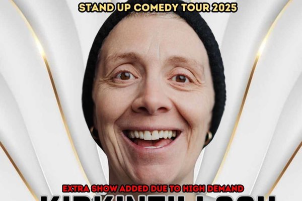 Karen Dunbar Stand Up Comedy Tour poster that reads 'Karen Dunbar Stand Up Comedy Tour 2025, Kirkintilloch' with Karen Dunbar pictured in the centre