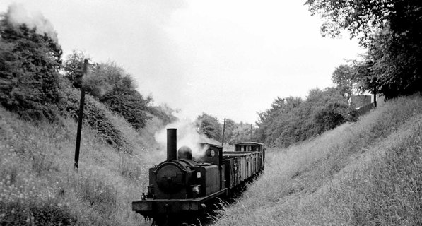 Daily goods train on the Monkland & Kirkintilloch line between Whitegates and Woodilee, 7 March 1960