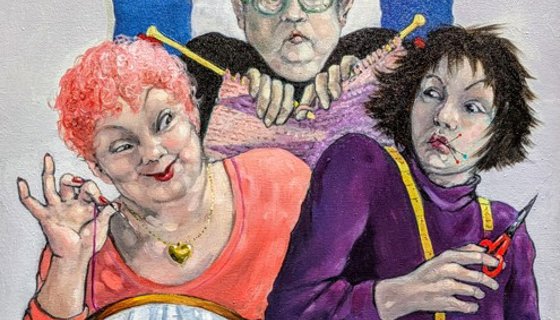 a painting of 3 women