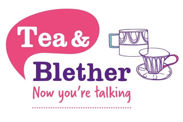 Tea andc Blether with a cup and saucer